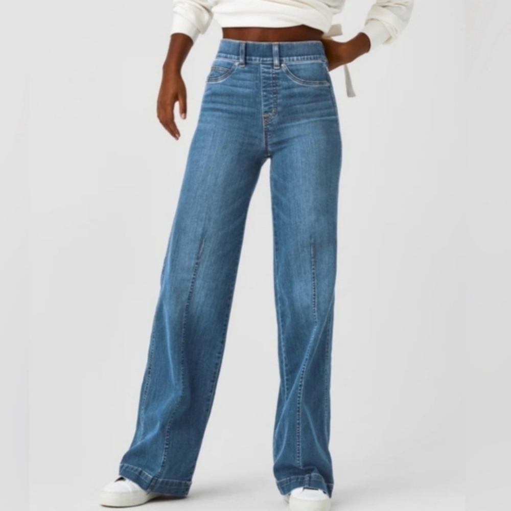 SPANX Blue Wide-Leg Jeans